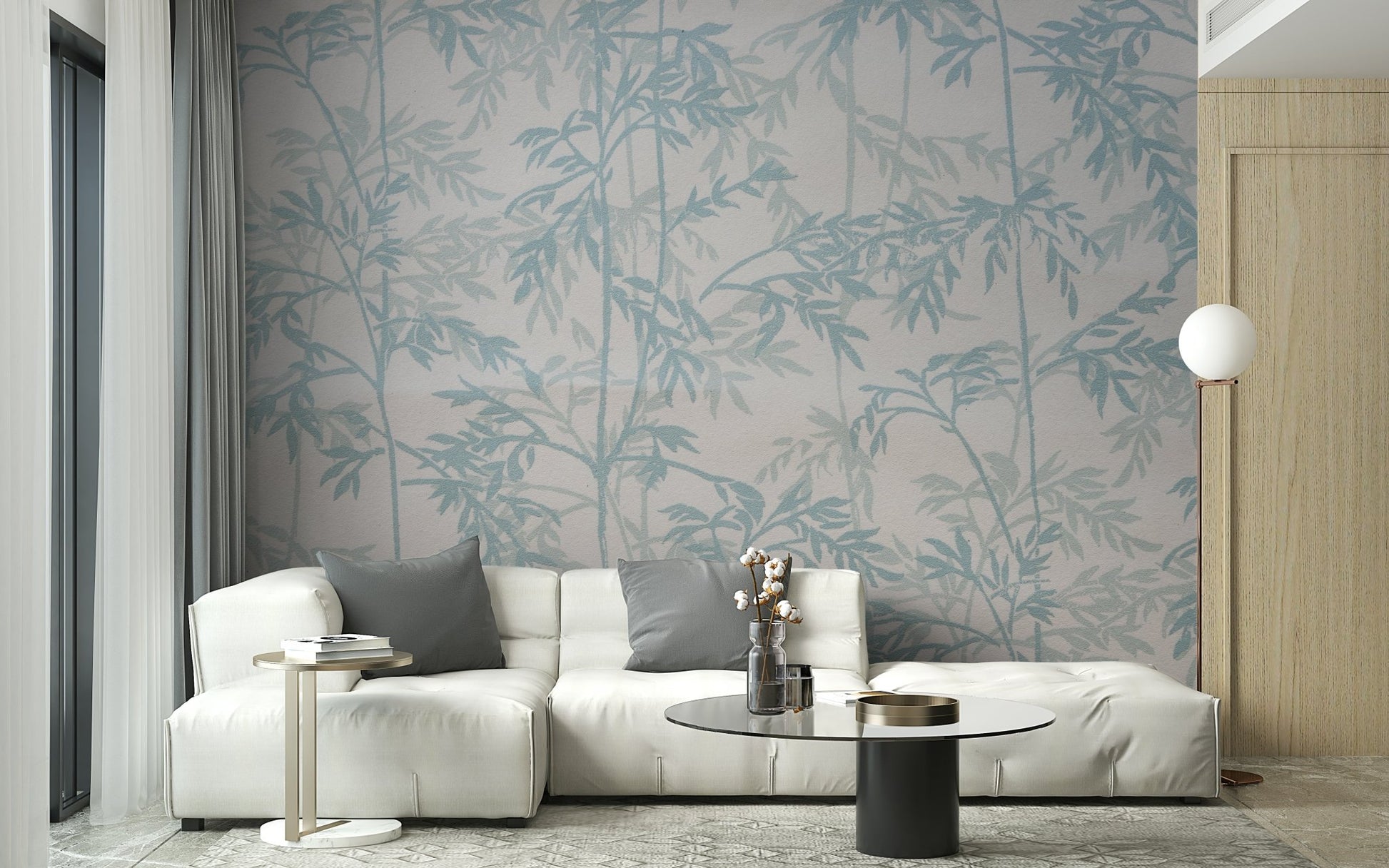 Azure Bamboo Wall Mural - Wallanza