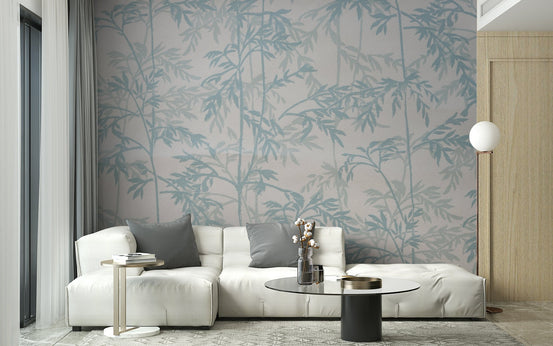 Soft blue nature scene in full wall