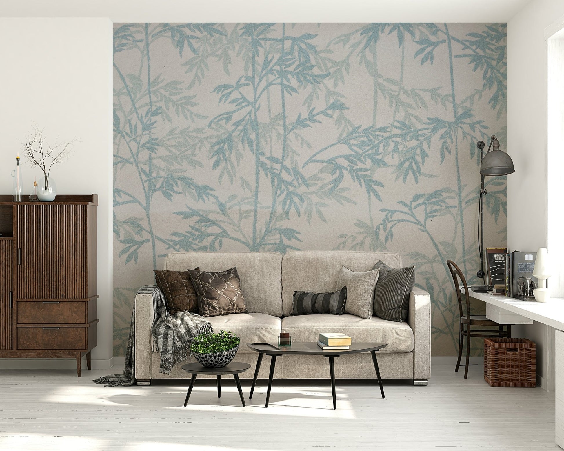 Azure Bamboo Wall Mural - Wallanza