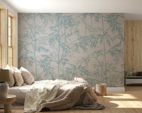 Azure Bamboo Wall Mural - Wallanza