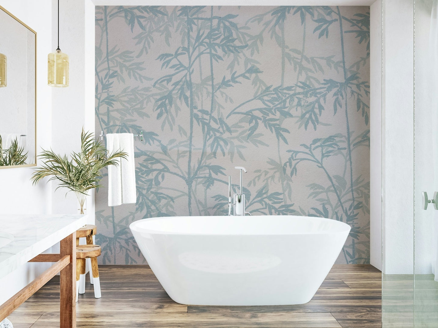 Azure Bamboo Wall Mural - Wallanza