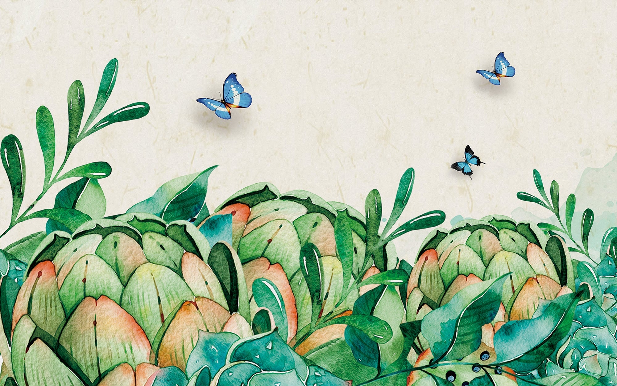 Watercolor Botanical Paradise Wall Murals