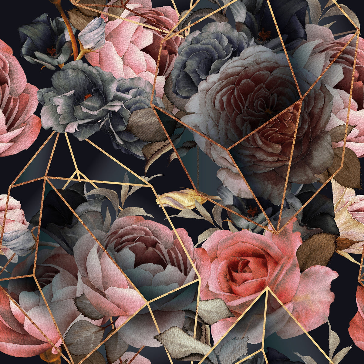 Celestial Rose Silhouette Wall Mural in your room