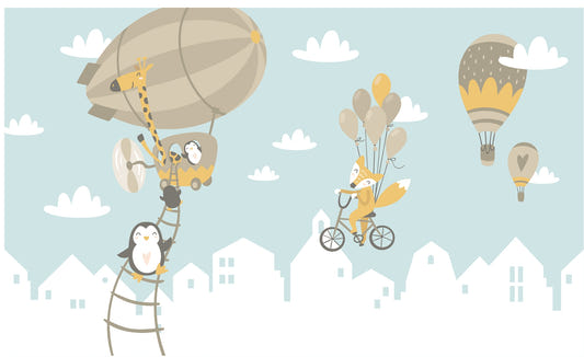 Fantasy Balloon Safari with Fox and Penguin Murals