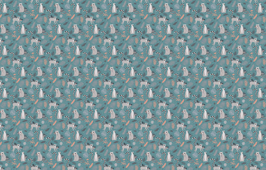 Exotic Lemurs amidst Palm Leaves Wallpaper
