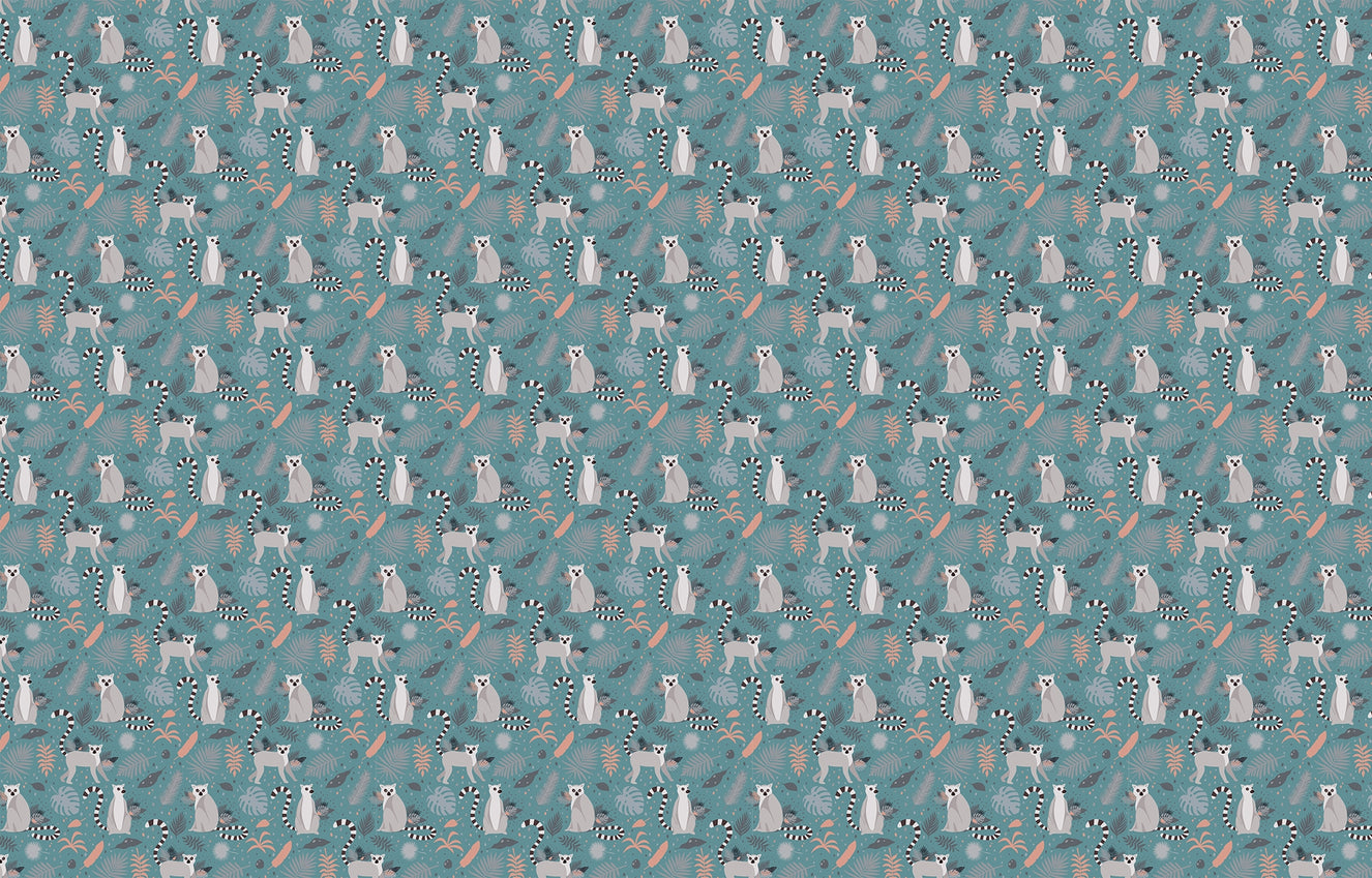 Exotic Lemurs amidst Palm Leaves Wallpaper