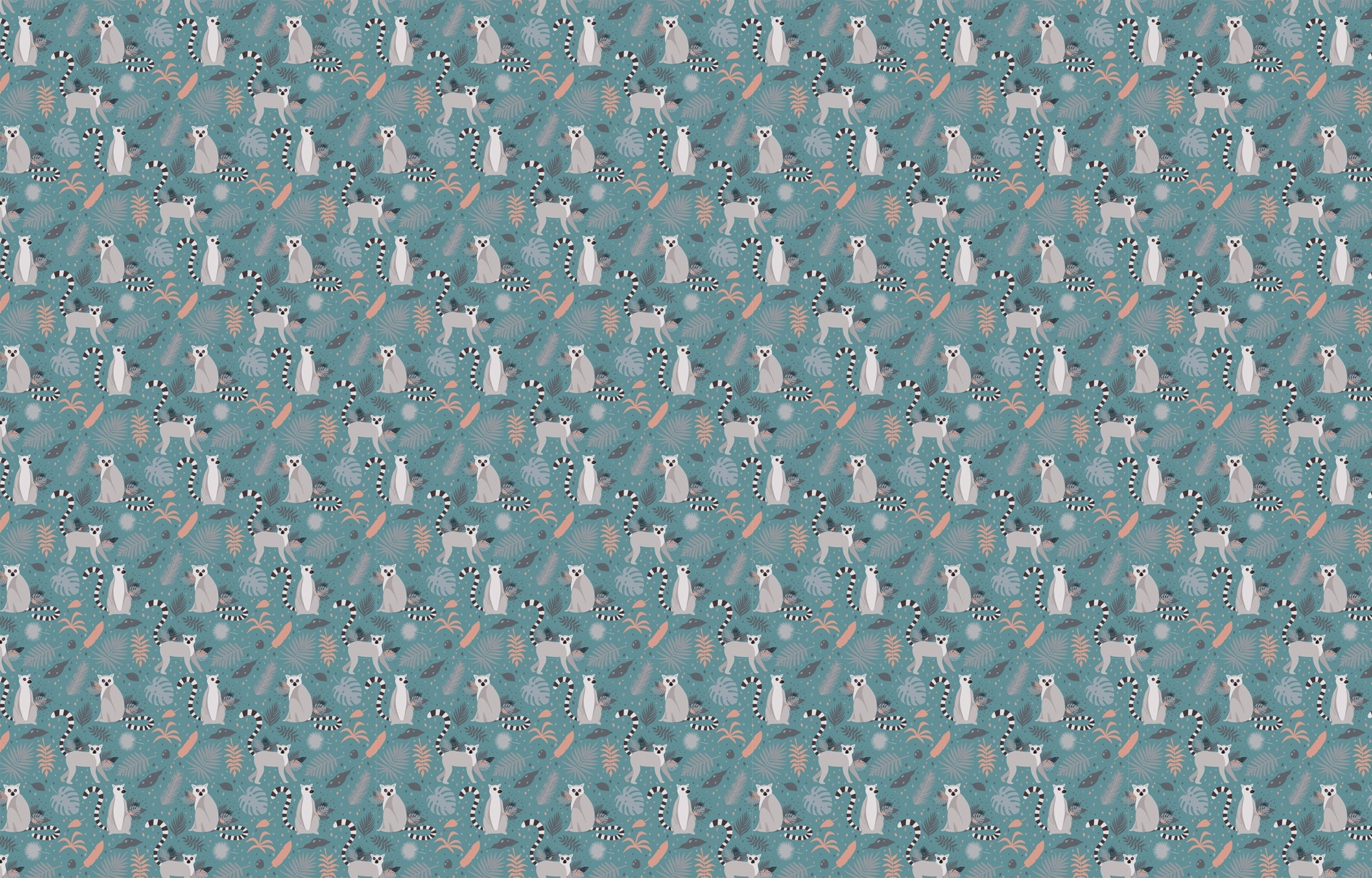 Exotic Lemurs amidst Palm Leaves Wallpaper