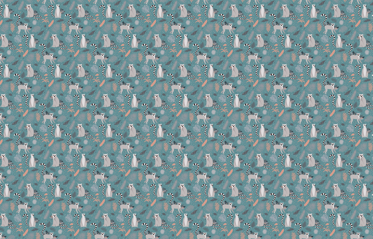 Exotic Lemurs amidst Palm Leaves Wallpaper in your room — zoomed