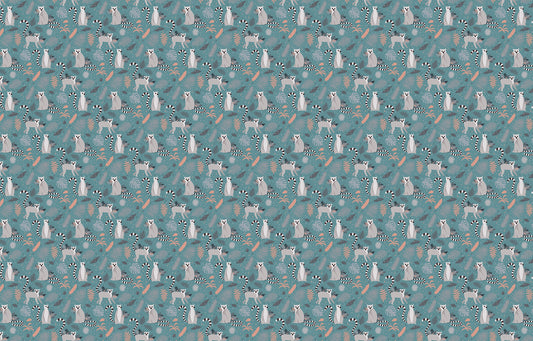 Exotic Lemurs amidst Palm Leaves Wallpaper