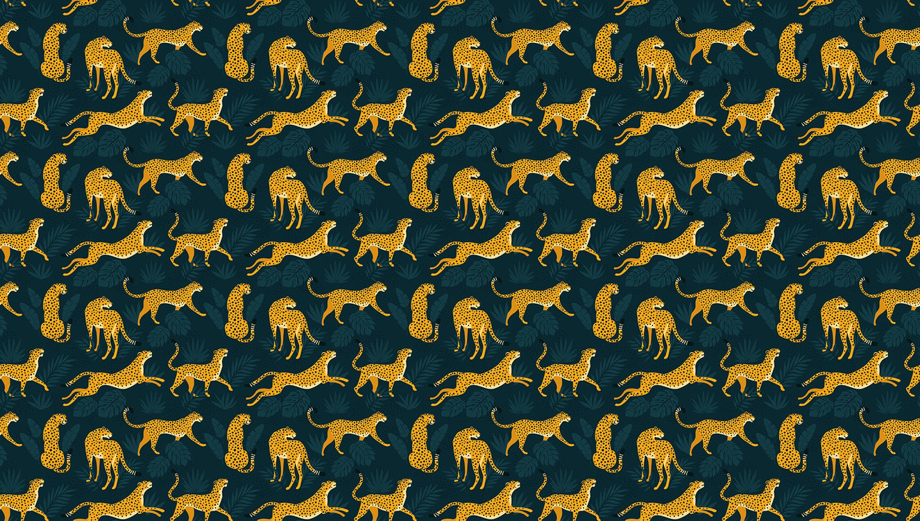 Repeated Yellow Leopard Pattern Wallpaper