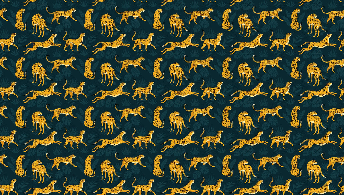 Repeated Yellow Leopard Pattern Wallpaper in your room