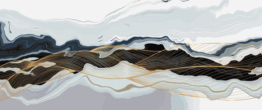 Enchanting Blue and Gold Marble Wall Murals