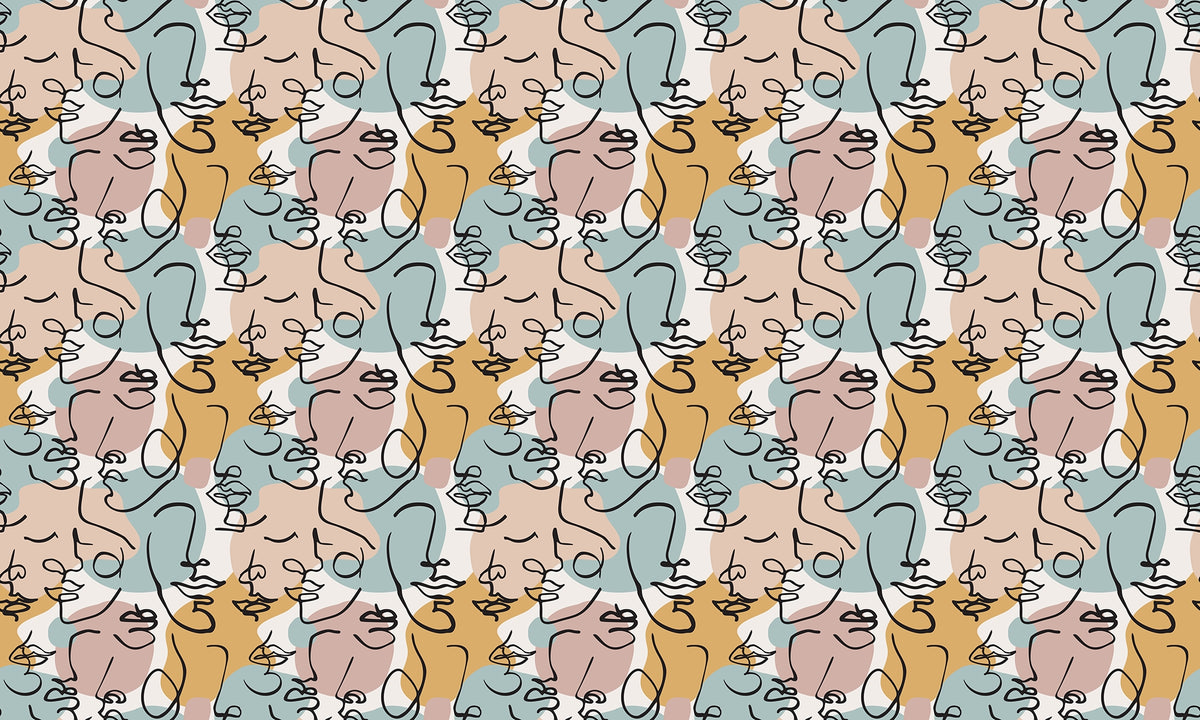Sophisticated Line Sketch Wallpaper in your room