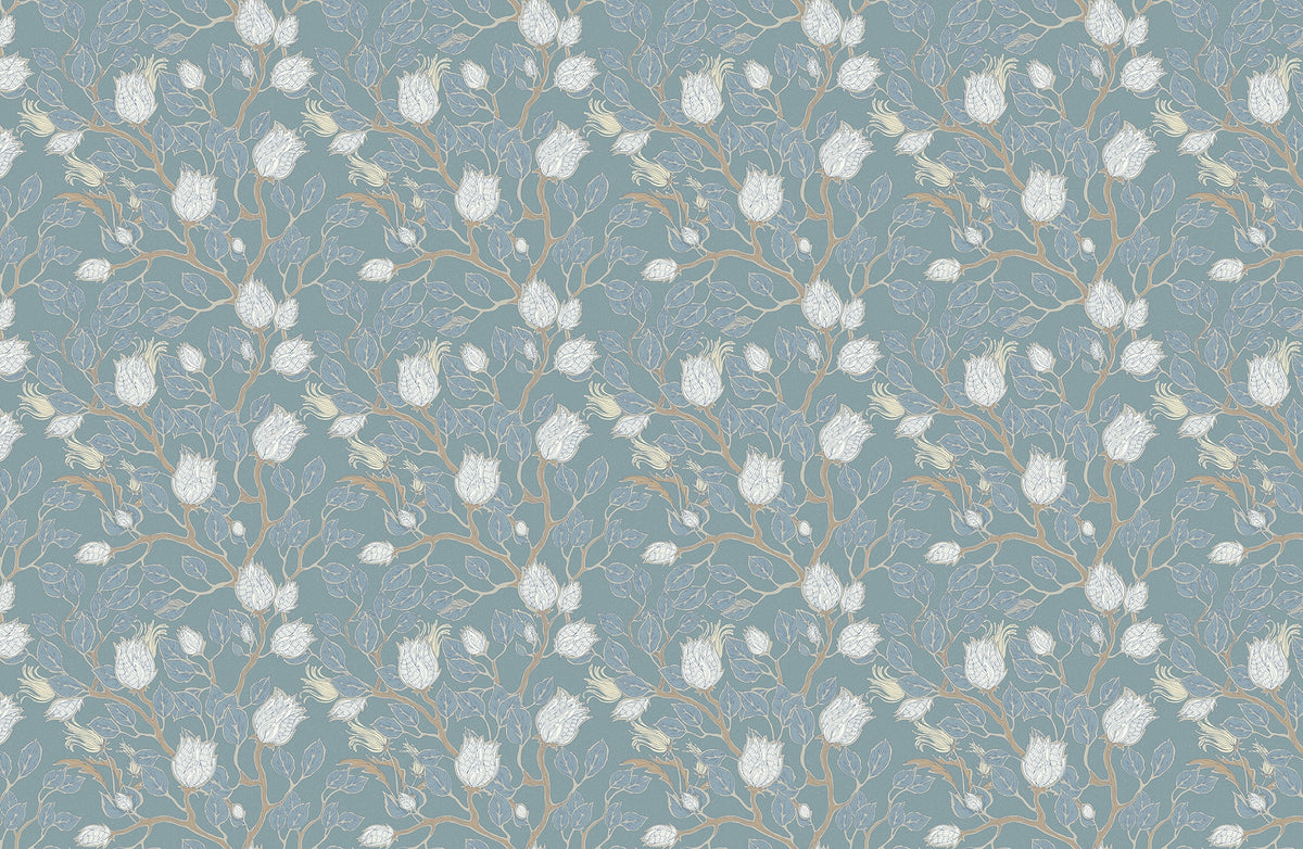Misty Turquoise Elegance Wallpaper in your room