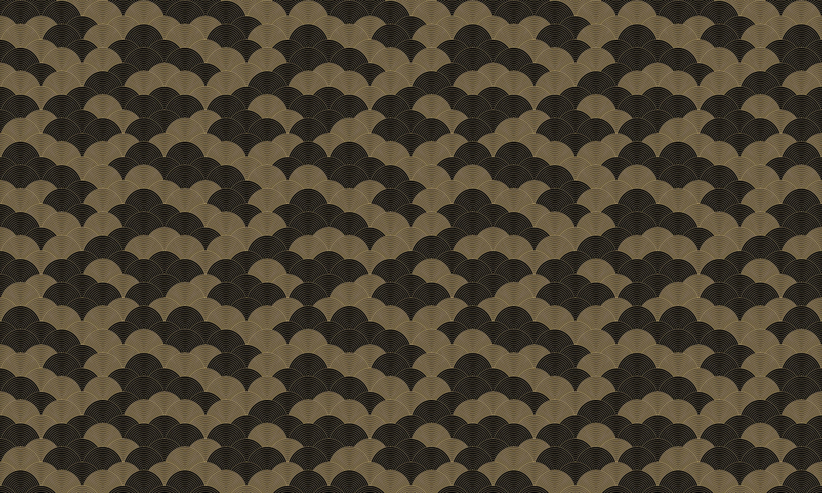 Black and Gold Coastal Whirlpool Wallpaper in your room — zoomed