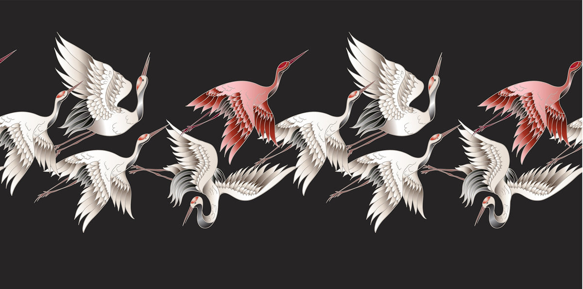 Graceful Flying Cranes Wallpaper Murals