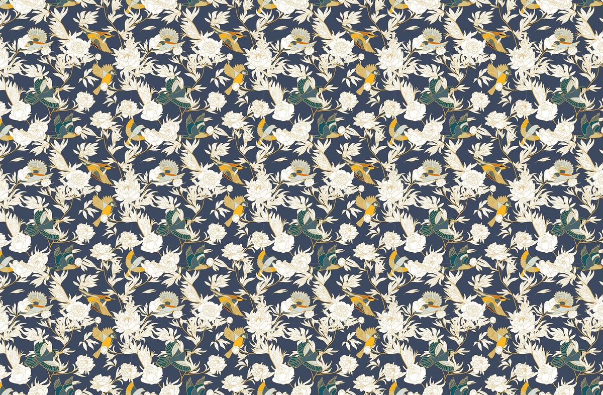 Peony Paradise with Feathered Friends Wallpaper
