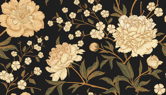 Mystic Midnight Peony Blooms Murals