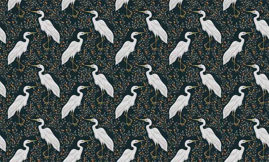 Cranberry Fields with Majestic Heron Wallpaper