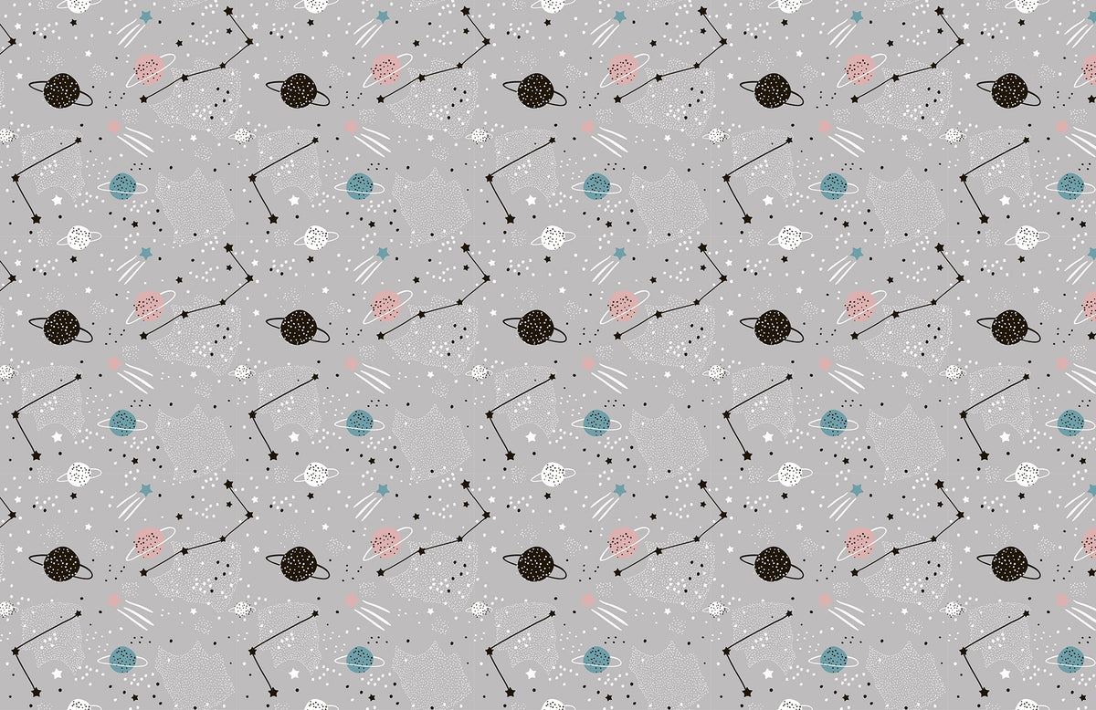 Kids Cosmic Journey Stars and Planets Wallpapers in your room — zoomed