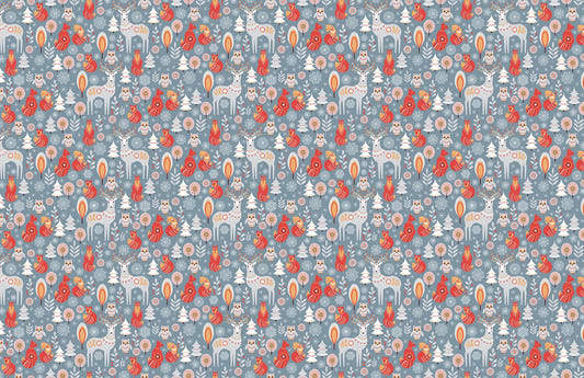 Winter Wonderland with Deer and Fox Wallpaper