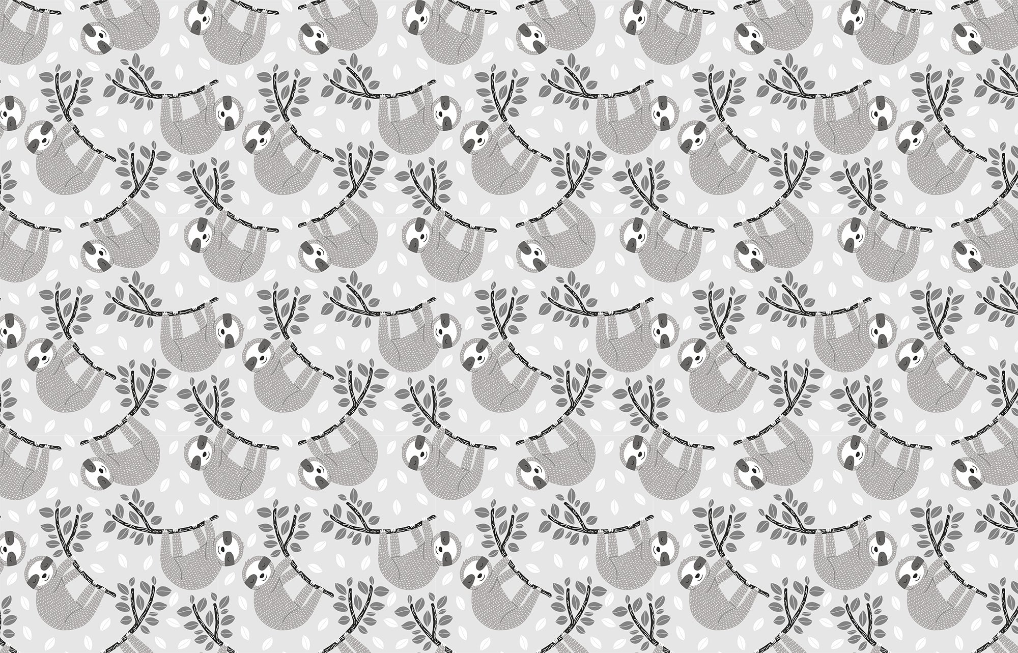 Leafy Branches of Restful Sloths Wallpaper