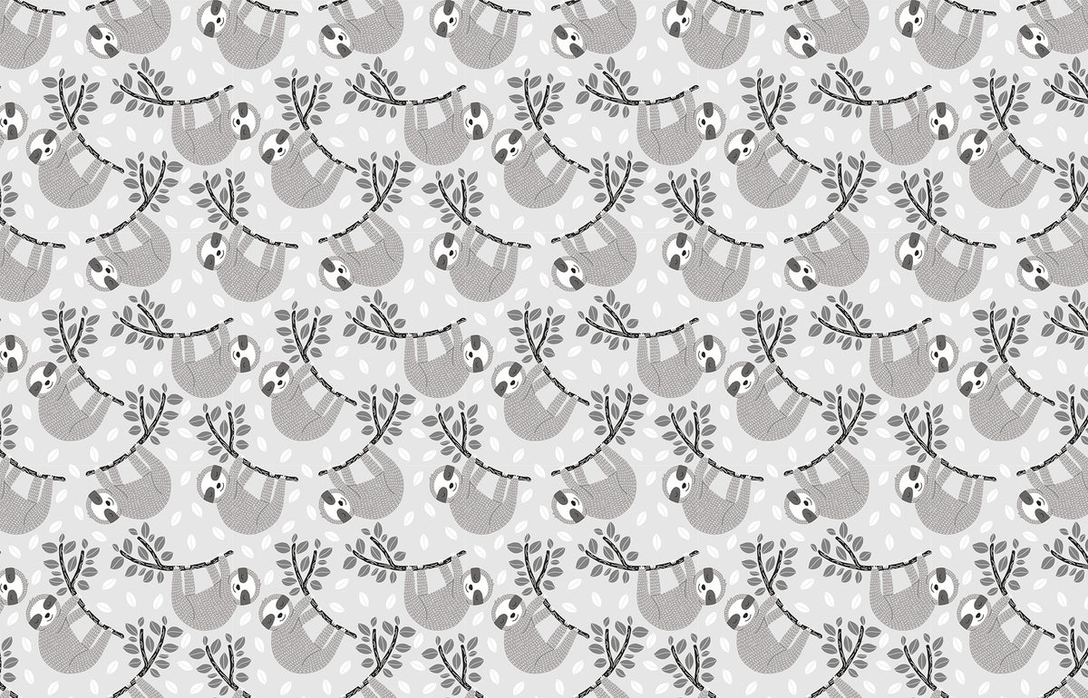 Leafy Branches of Restful Sloths Wallpaper in your room — zoomed