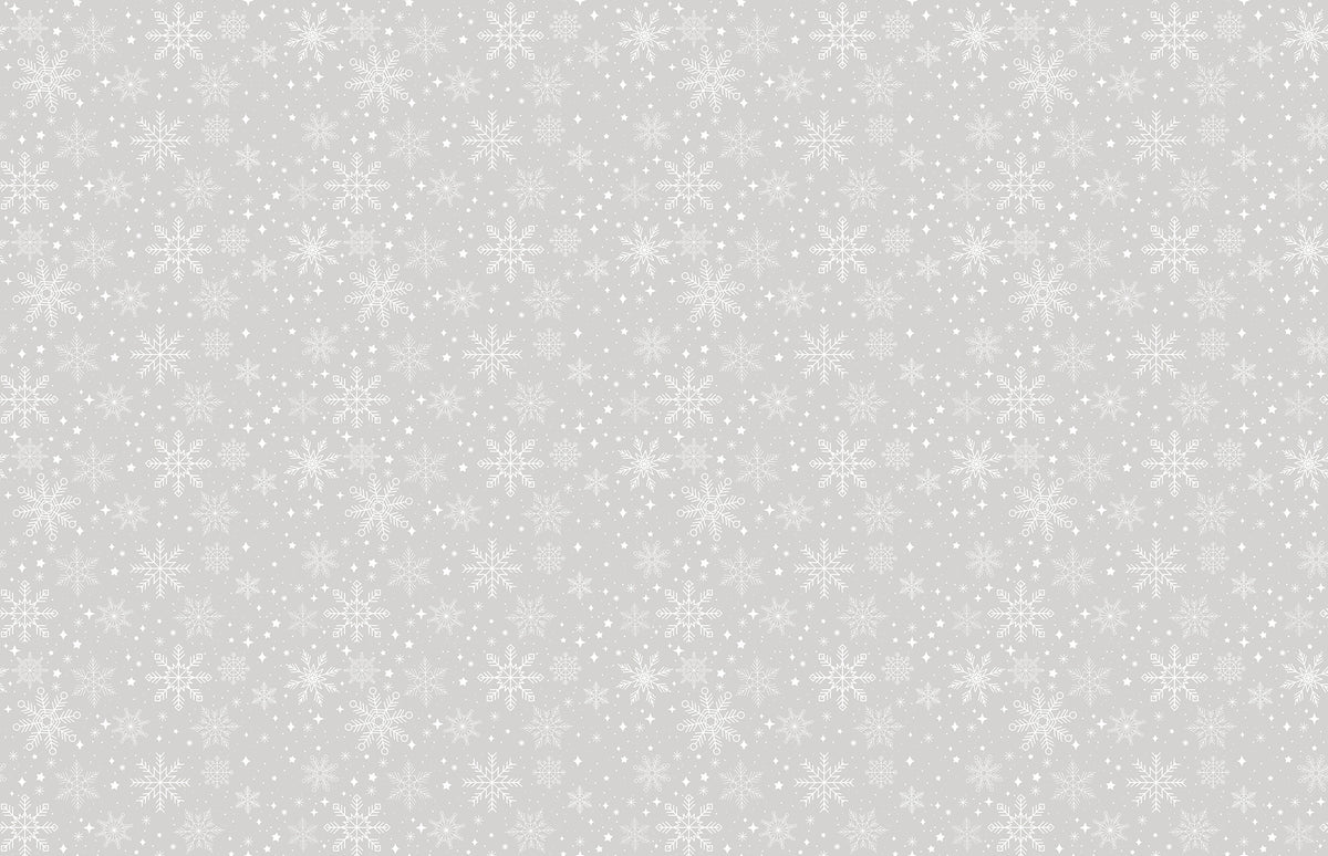 Winter Magic Gray Snowflake Patterns Wallpaper in your room — zoomed