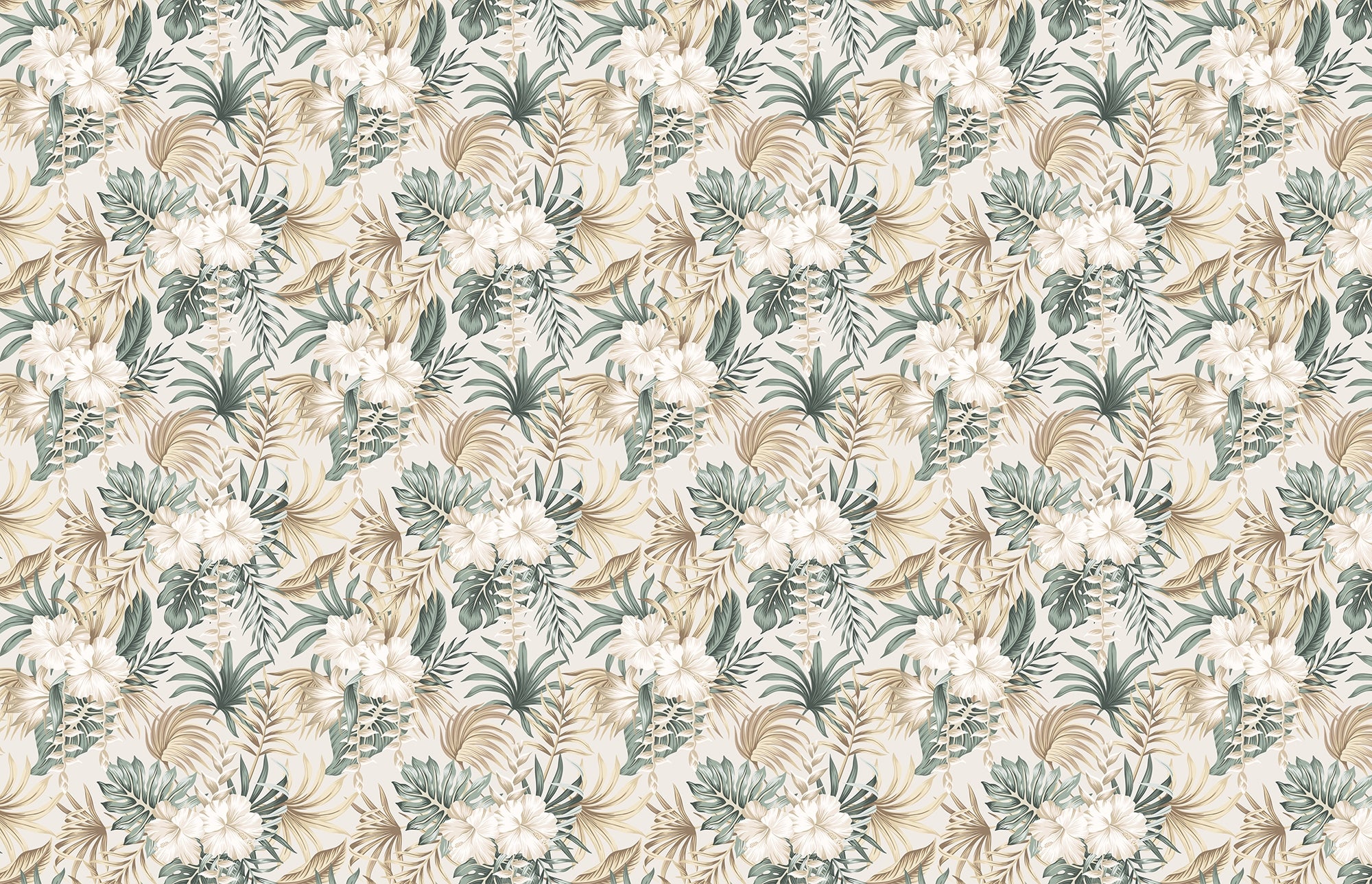 Floral Tropics Foliage Palm Leaves Wallpaper