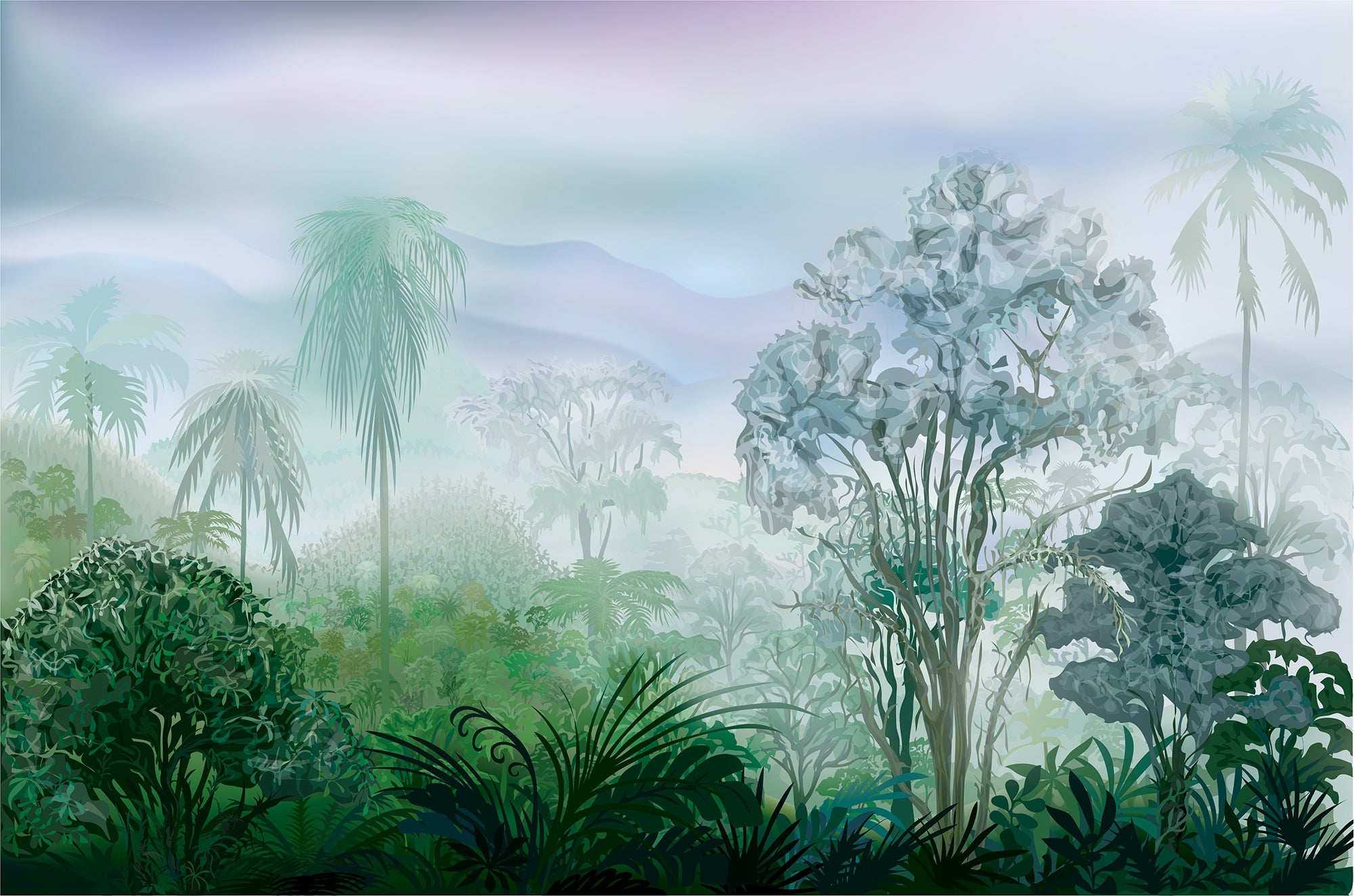 Tropical Paradise in Rain Wall Murals