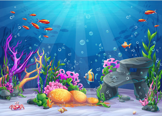 Oil Painted Ocean and Creatures View Murals