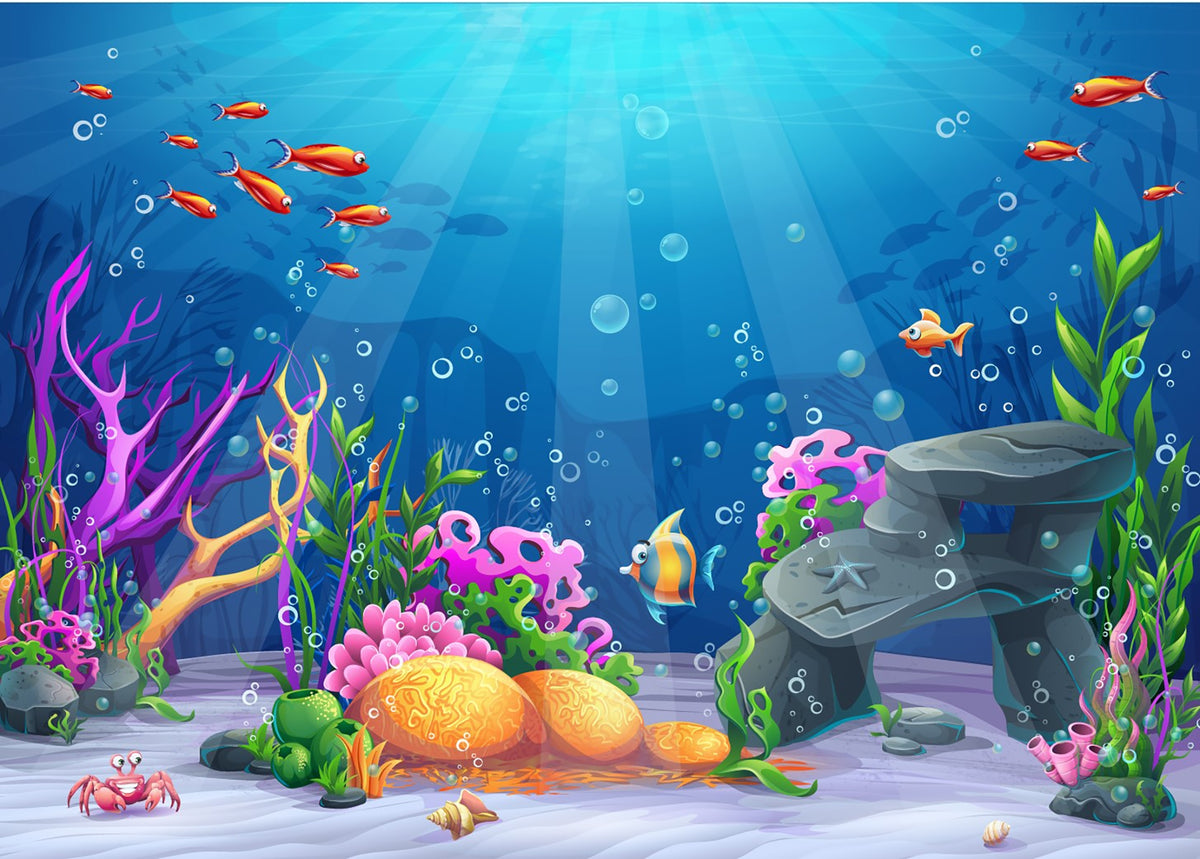 Oil Painted Ocean and Creatures View Murals