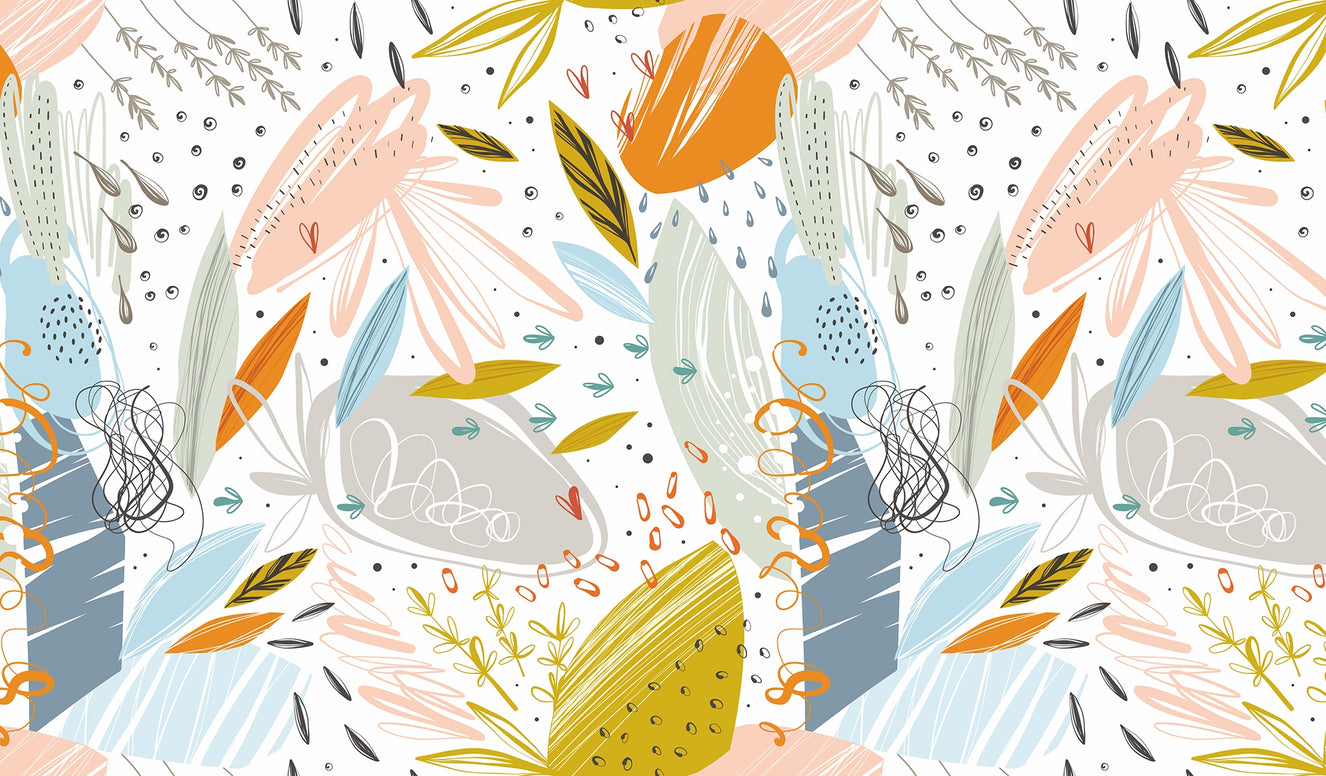 Colorful Leafs Sketch Wallpaper Murals