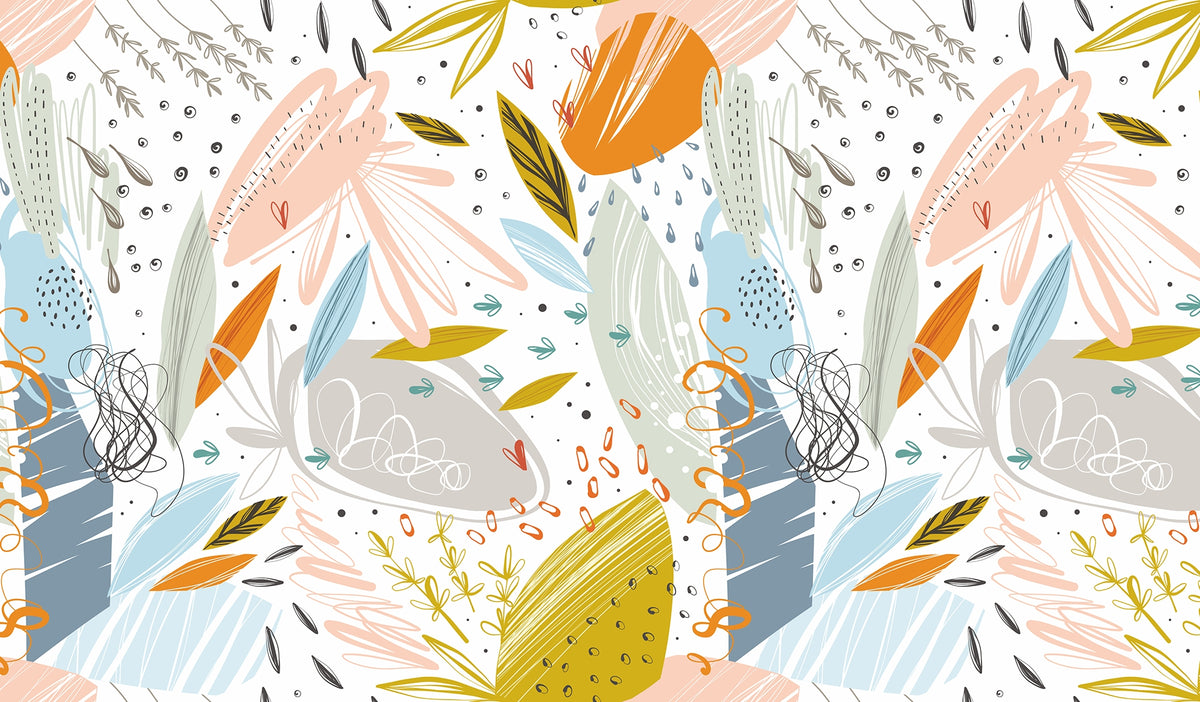 Colorful Leafs Sketch Wallpaper Murals in your room