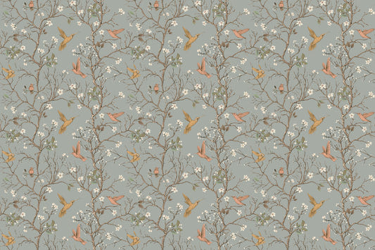 Vintage Garden with Hummingbirds Wallpaper