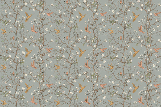 Vintage Garden with Hummingbirds Wallpaper
