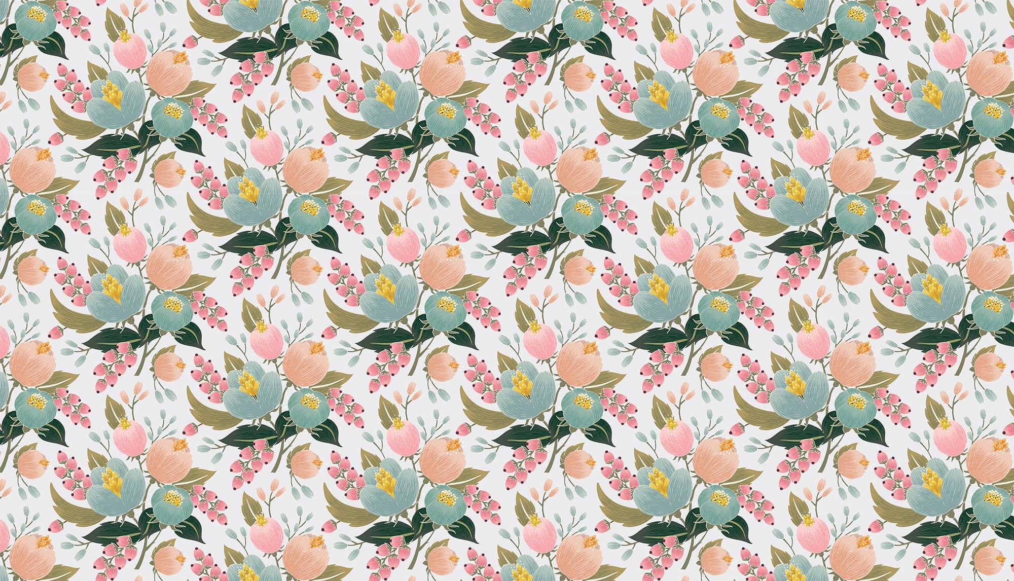 Repeated Flower Pattern Wallpaper for Walls