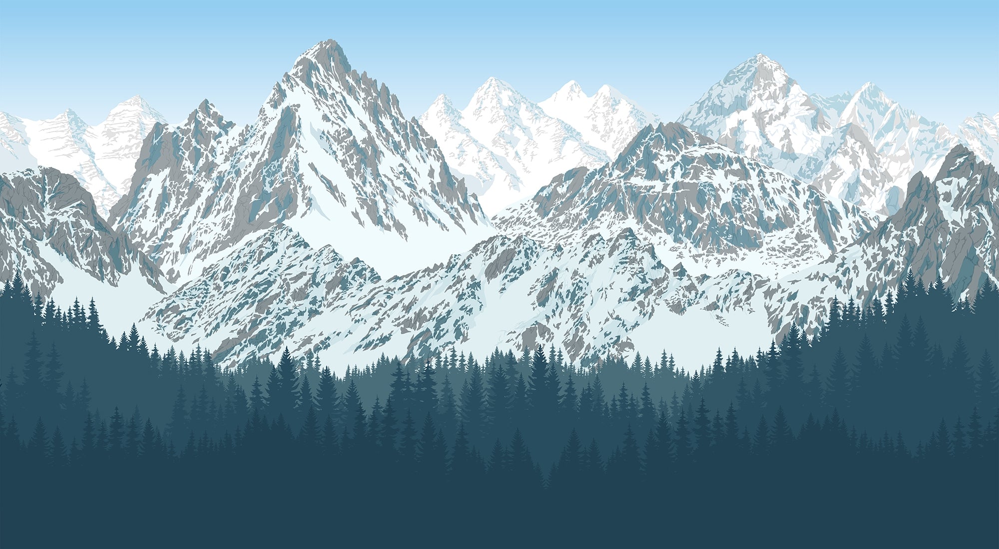 Snowy Mountains Tropical Forest Murals
