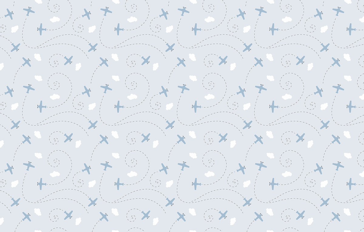 Daydream Drift Light Blue Wallpaper in your room — zoomed