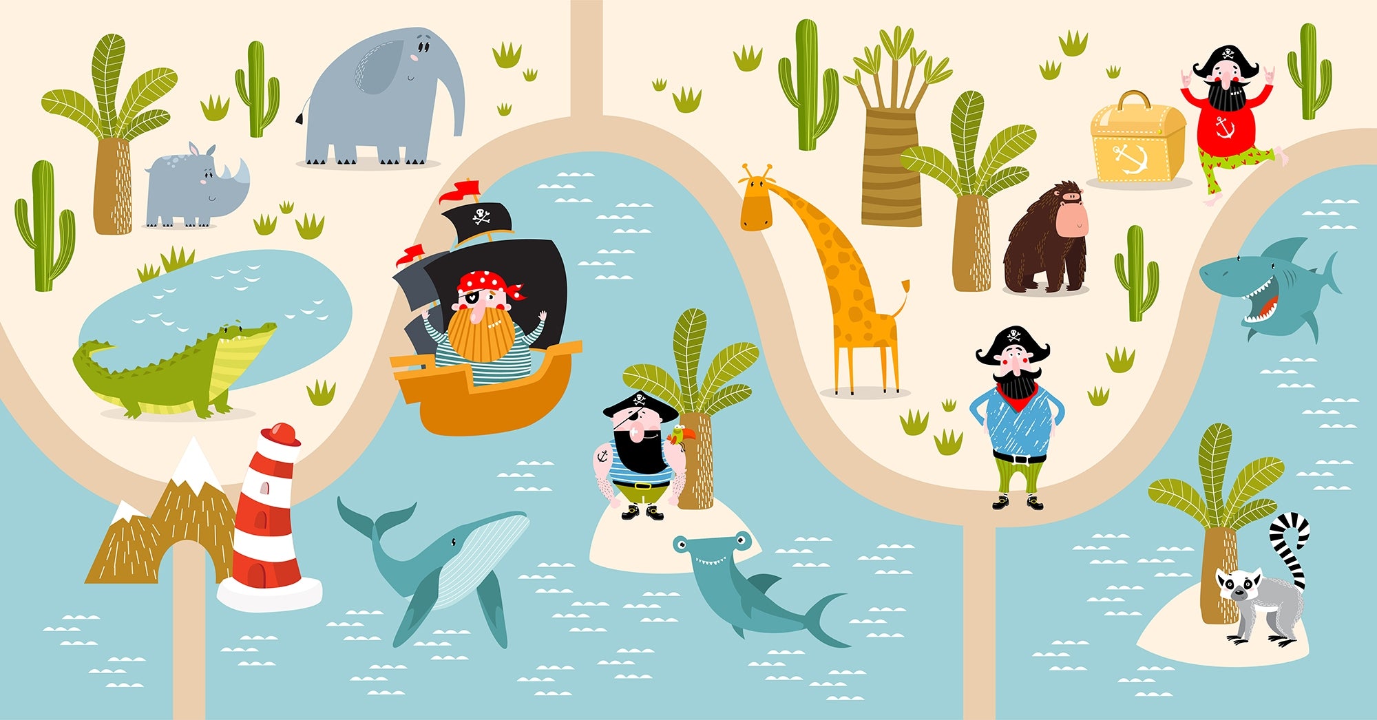 Pirate Tales with Animal Crew Wall Murals