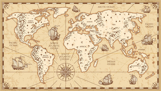 Old Vintage Part of World Map Murals