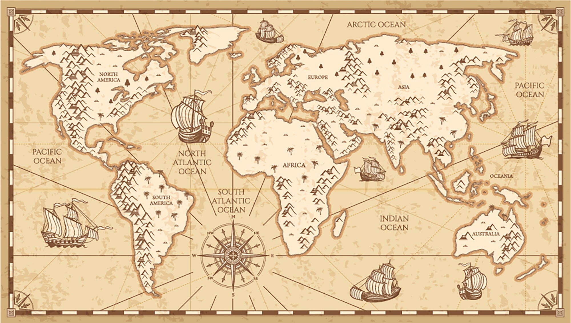 Old Vintage Part of World Map Murals