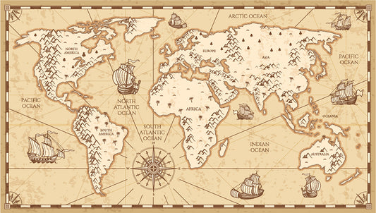 Old Vintage Part of World Map Murals