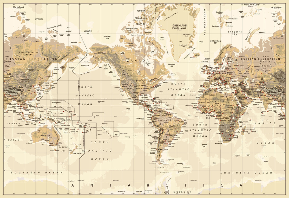 Antique World Map Wallpaper Murals
