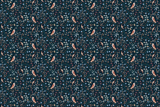 Owl and Leaves Design Wallpaper for Walls