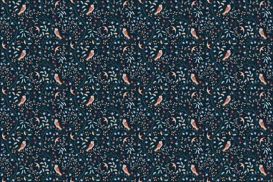 Owl and Leaves Design Wallpaper for Walls