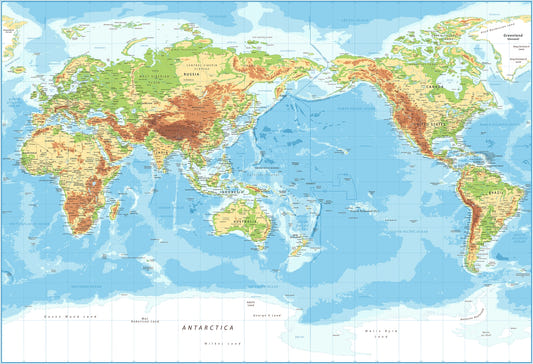Pacific View World Map Wall Murals