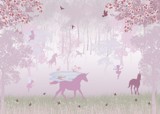 Magical Pink Unicorn Paradise Wallpaper Murals
