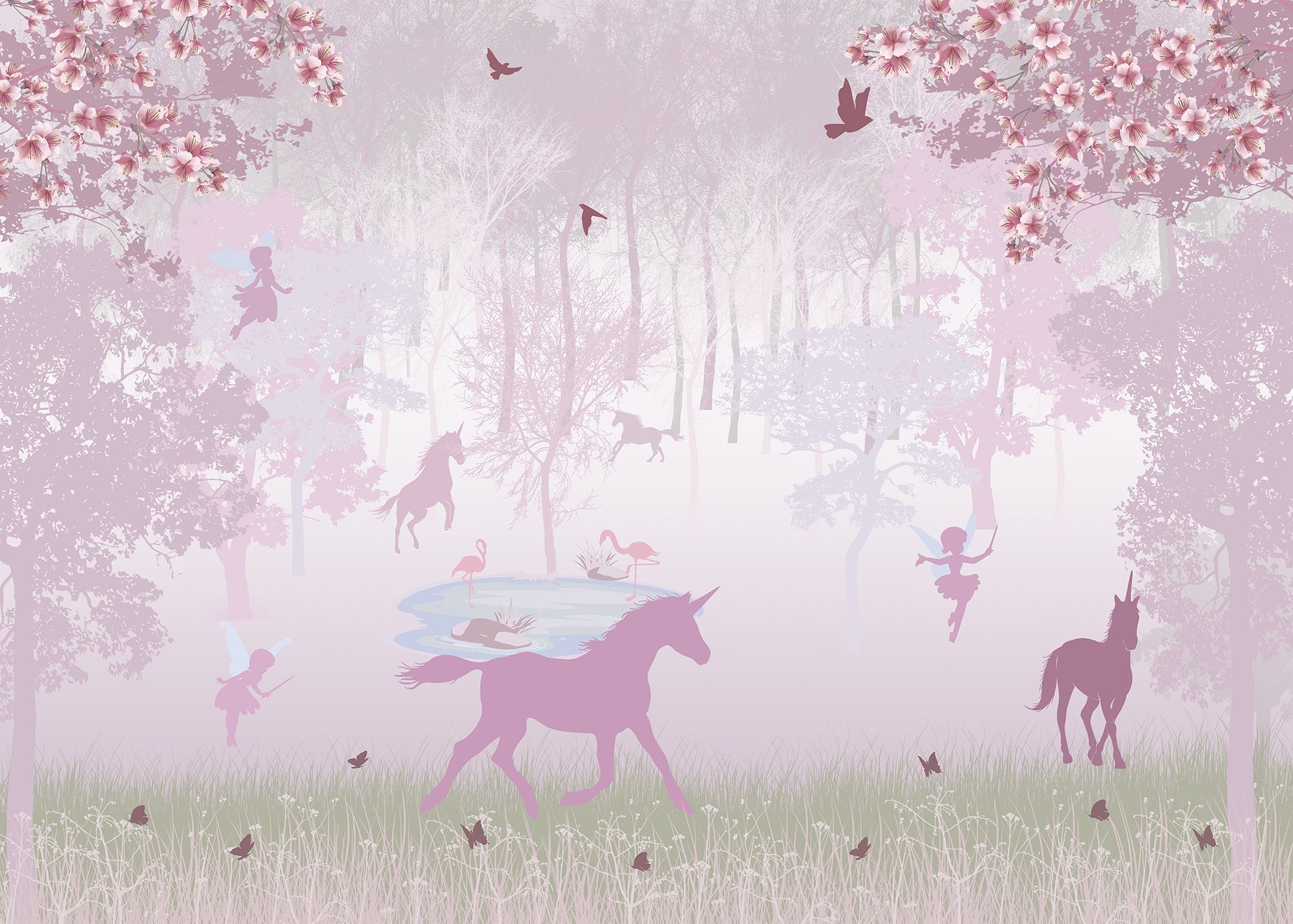 Magical Pink Unicorn Paradise Wallpaper Murals