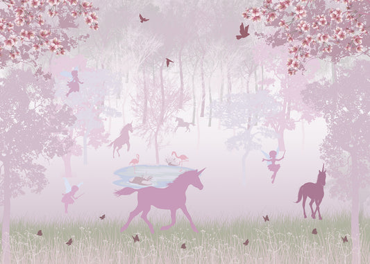 Magical Pink Unicorn Paradise Wallpaper Murals